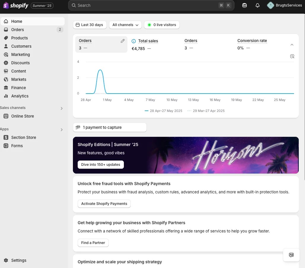 Shopify interface